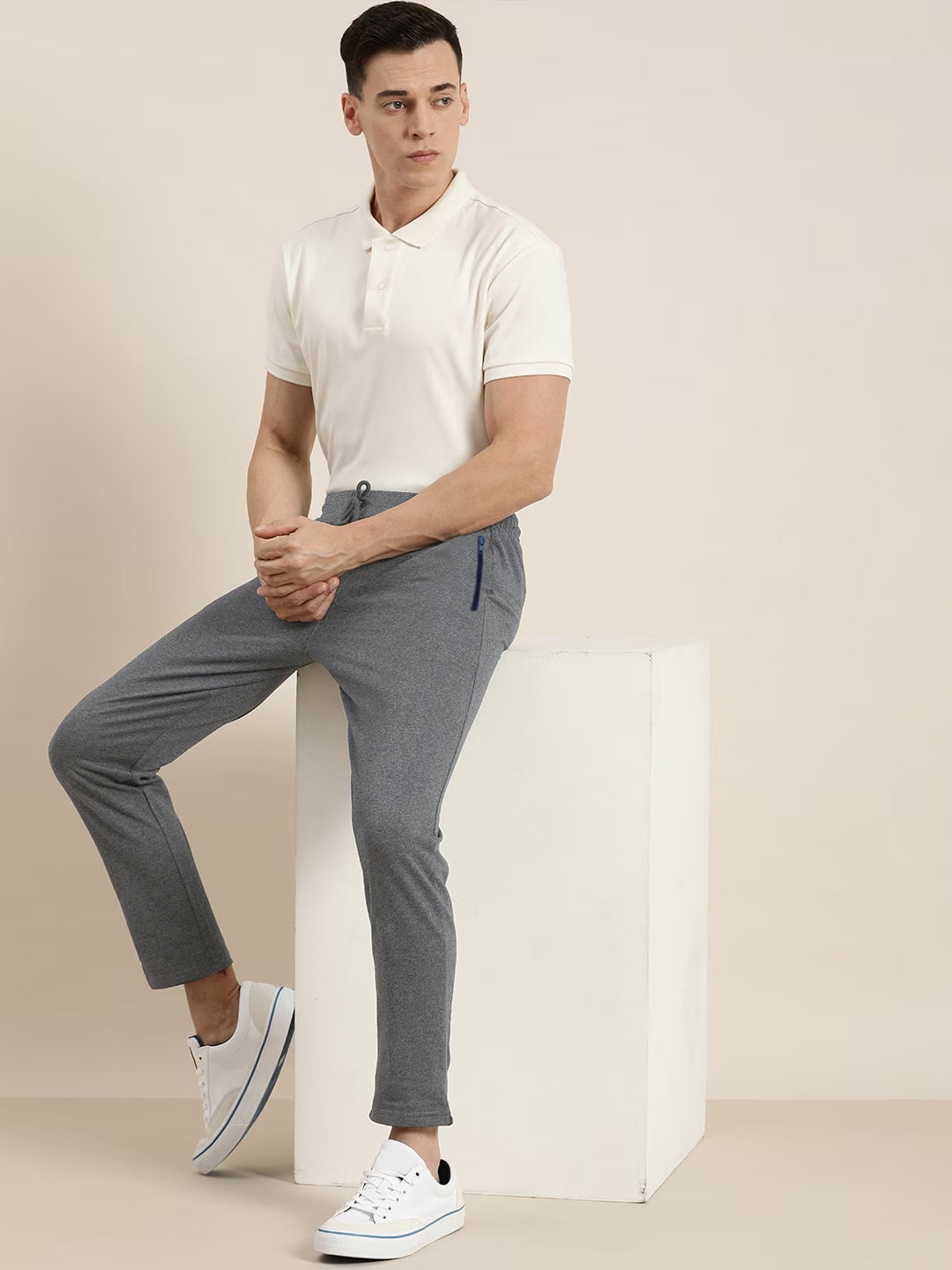 Drift King Regular Fit Heavy Fleece Jogger Trouser For Men-Charcoal Melange-BR1104