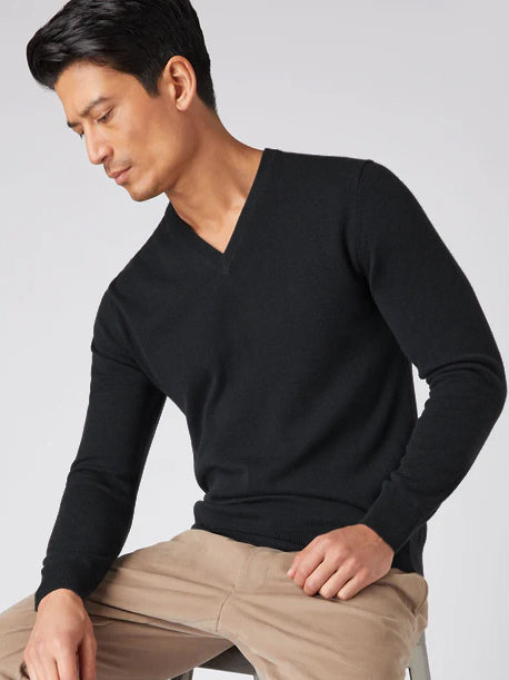 Full Fashion Wool V Neck Sweatshirt For Men-Black-BR1148