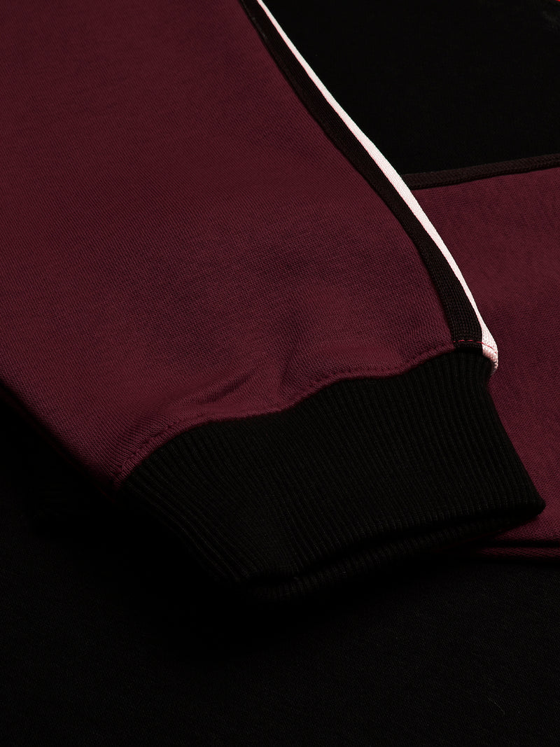 Louis Vicaci Fleece Sweatshirt For Men-Black with Maroon-BR8346