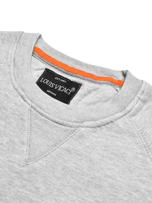 Louis Vicaci Fleece Raglan Sleeve Sweatshirt For Men-Grey Melange-BR856