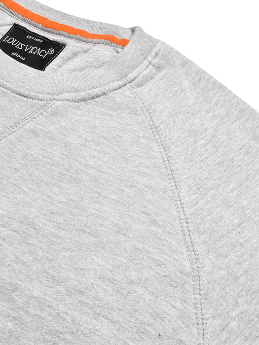 Louis Vicaci Fleece Raglan Sleeve Sweatshirt For Men-Grey Melange-BR856