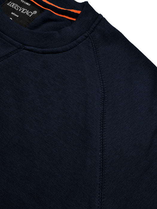 Louis Vicaci Fleece Raglan Sleeve Sweatshirt For Men-Dark Navy-BR858
