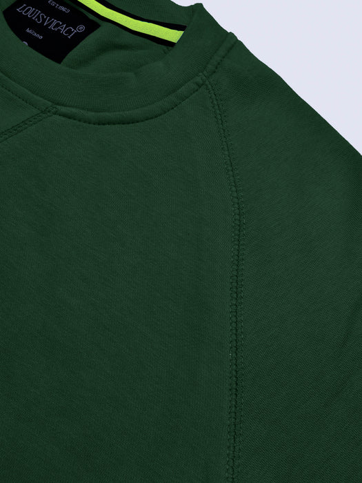 Louis Vicaci Fleece Raglan Sleeve Sweatshirt For Men-Dark Green-BR863