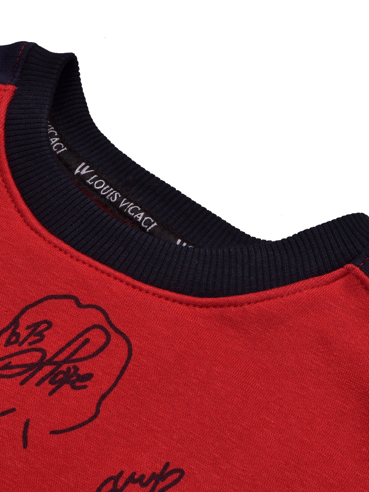 BTS Fleece Tracksuit For Kids-Red with Navy Panels-BR880