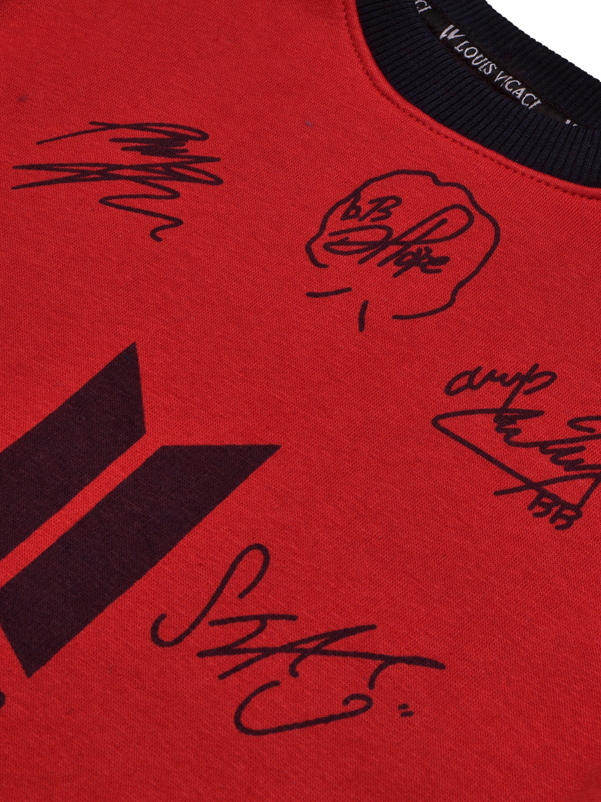 BTS Fleece Tracksuit For Kids-Red with Navy Panels-BR880