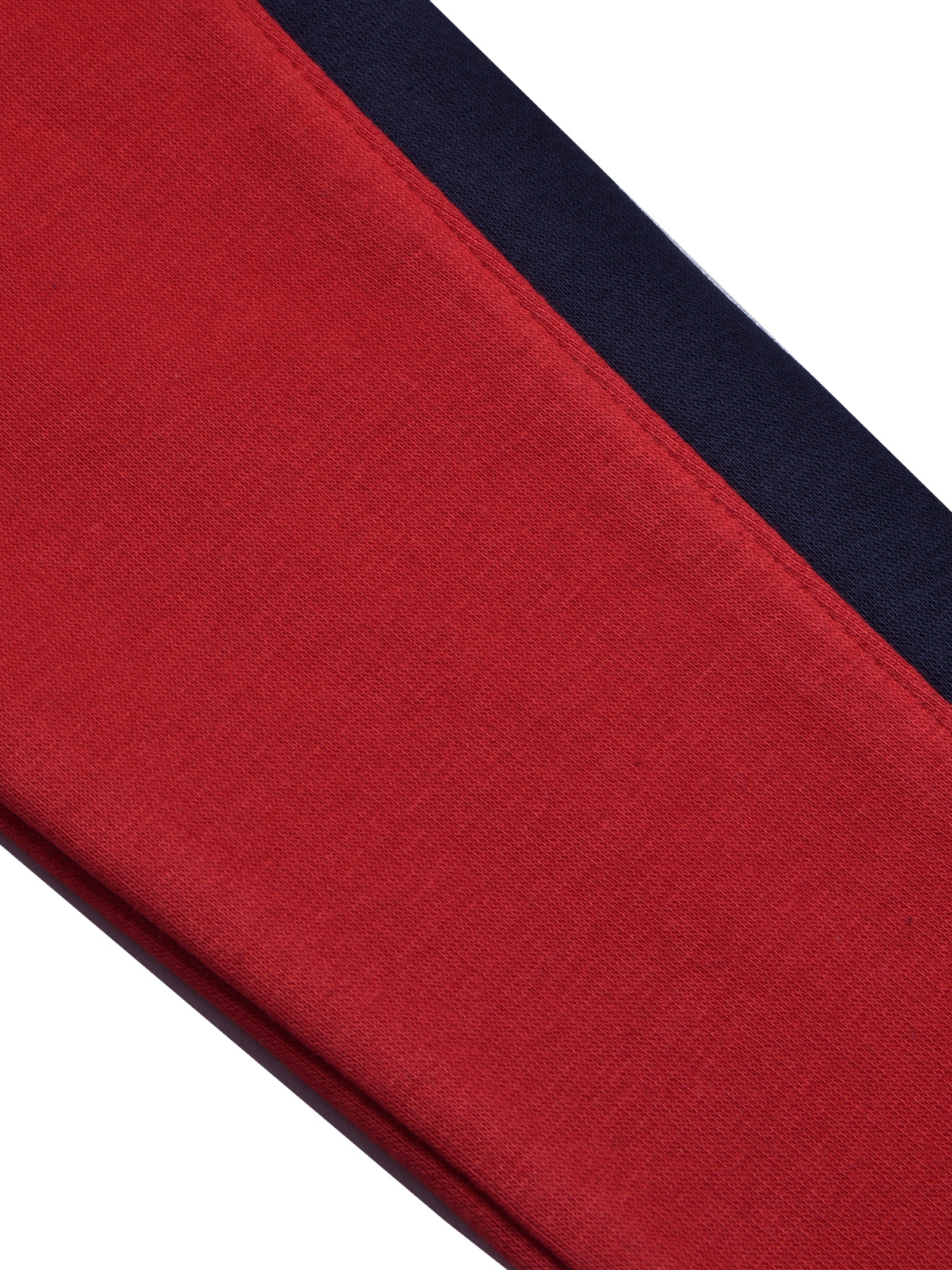 BTS Fleece Tracksuit For Kids-Red with Navy Panels-BR880