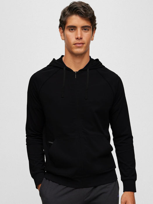 Louis Vicaci Fleece Raglan Sleeve Zipper Hoodie For Men-Black-BR927