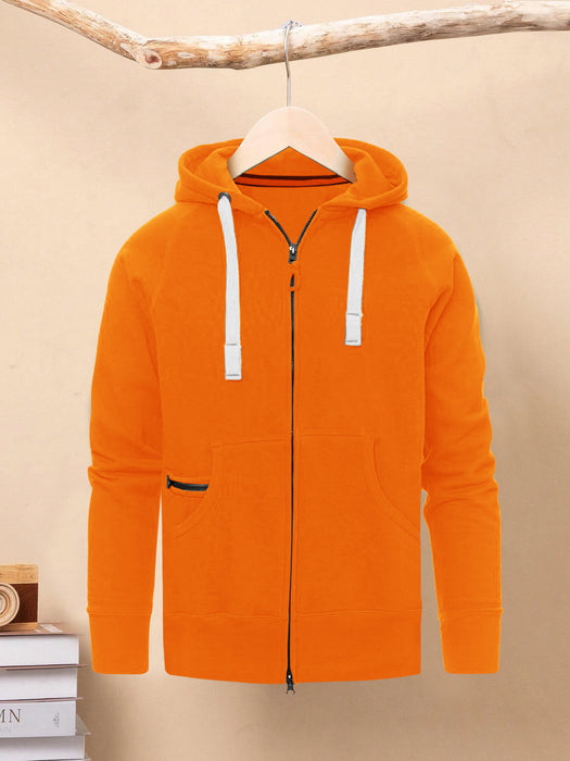 Louis Vicaci Fleece Raglan Sleeve Zipper Hoodie For Men-Orange-BR981