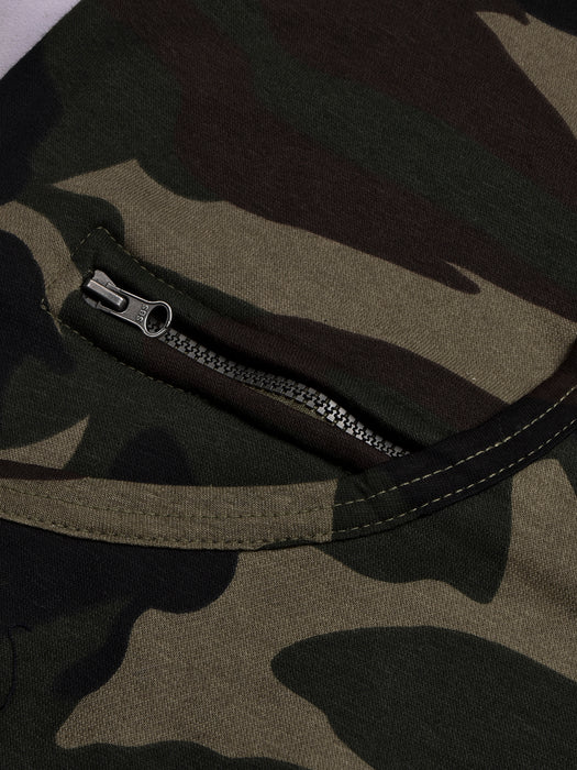 Louis Vicaci Fleece Raglan Sleeve Zipper Hoodie For Men-Camouflage-BR985