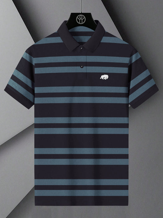 Banana Republic Short Sleeve P.Q Polo Shirt For Men-Indigo with Blond Blue Stripe-BR13133