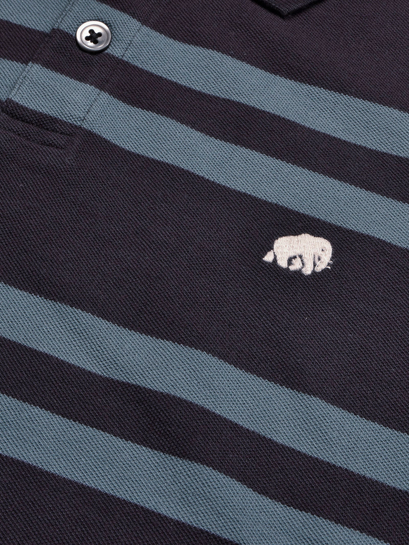 Banana Republic Short Sleeve P.Q Polo Shirt For Men-Indigo with Blond Blue Stripe-BR13133