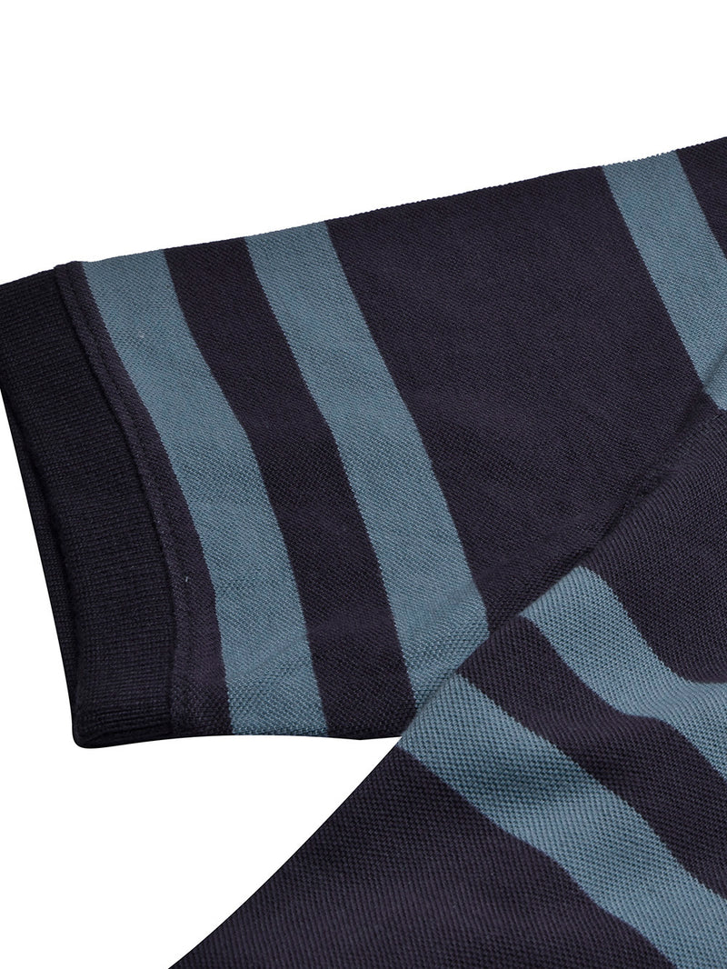 Banana Republic Short Sleeve P.Q Polo Shirt For Men-Indigo with Blond Blue Stripe-BR13133
