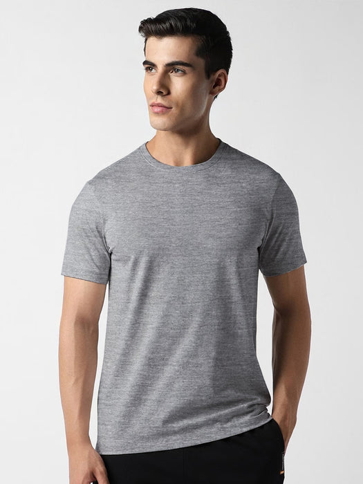 Beverly Hills Crew Neck Half Sleeve Tee Shirt For Men-Grey Melange-BR13211