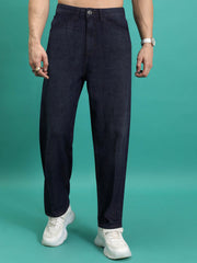 Bhs Non Stretch Denim For Men-Navy Melange-BR13677