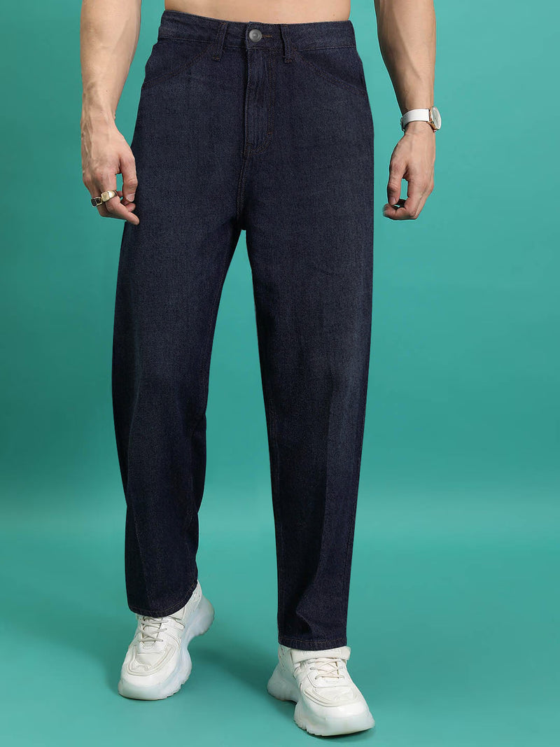 Bhs Non Stretch Denim For Men-Navy Melange-BR13677