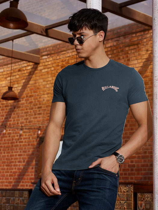 Bilabong Single Jersey Crew Neck Tee Shirt For Men-Navy with Print-BR13269