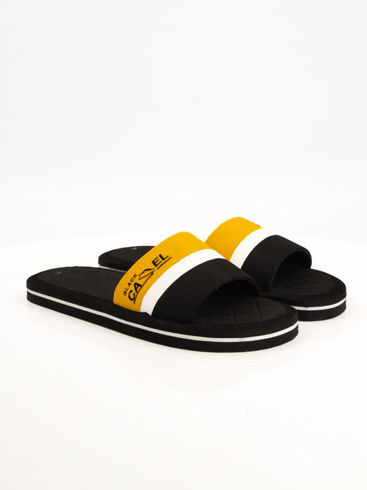 Black Camel 003 Comfort Slide-Black with Yellow-BR13901