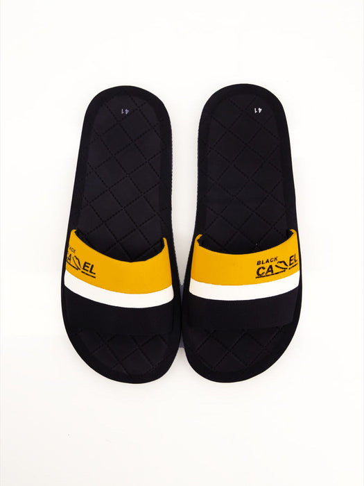 Black Camel 003 Comfort Slide-Black with Yellow-BR13901