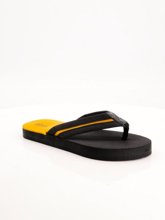 Black Camel 006 Comfort Flip Flop-Black with Yellow-BR13900