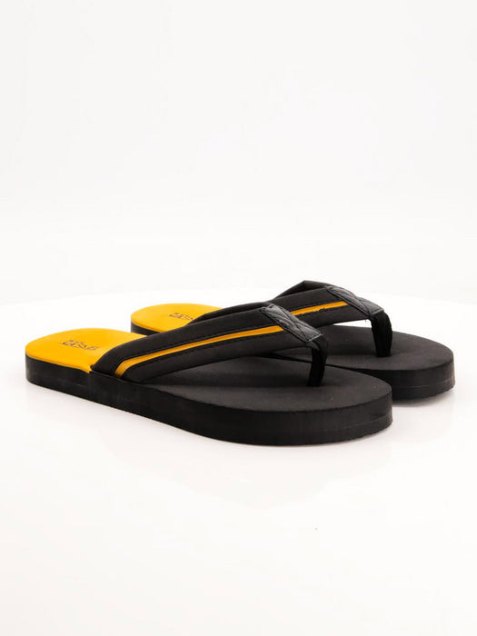 Black Camel 006 Comfort Flip Flop-Black with Yellow-BR13900