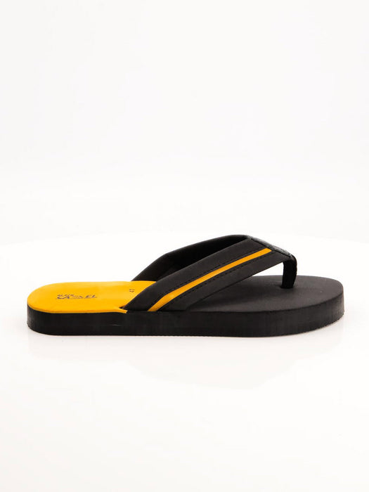 Black Camel 006 Comfort Flip Flop-Black with Yellow-BR13900