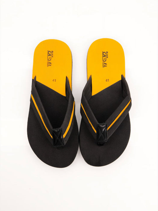 Black Camel 006 Comfort Flip Flop-Black with Yellow-BR13900