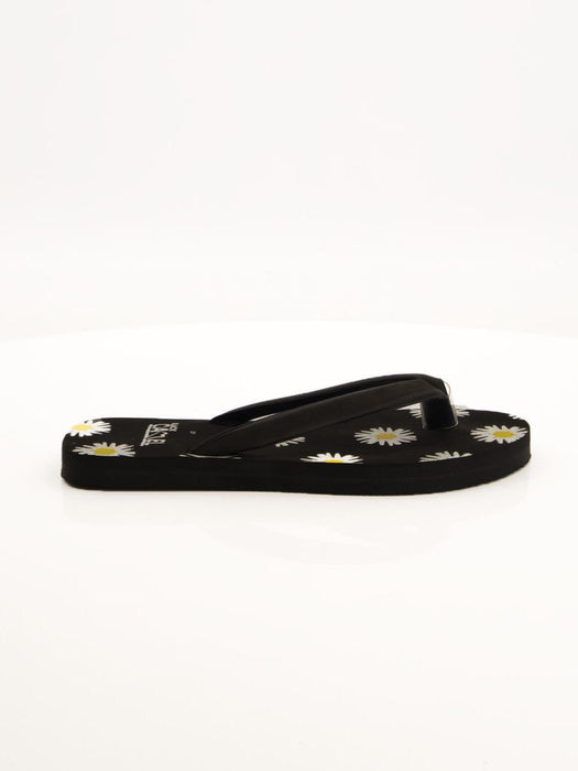 Black Camel Flip Flop Floral Sole Slipper For Women-Black-BR13898