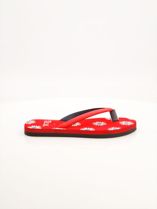 Black Camel Flip Flop Floral Sole Slipper For Women-Red-BR13899