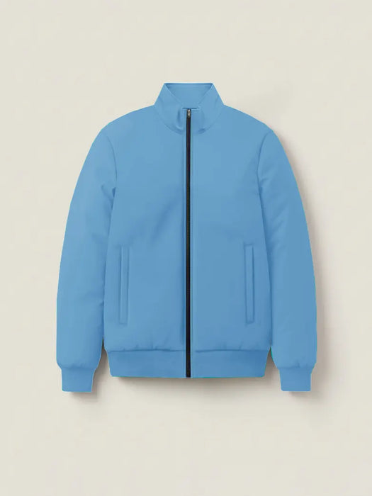 Stylish Winter Zipper Mockneck Jacket For Men-Sky Blue-BRPH16