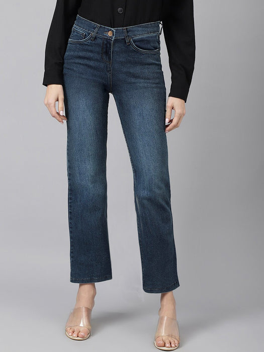 Bootcut Jeans For Ladies-Dark Navy Faded-BR13570