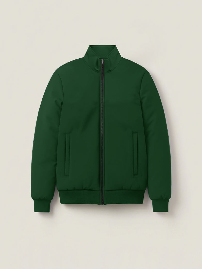 Stylish Winter Zipper Mockneck Jacket For Men-Bottle Green-BRPH14