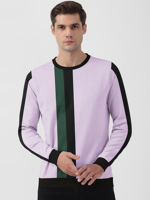 CHIRUCA Fleece Sweatshirt For Men-Light Purple with Panels-BR14622