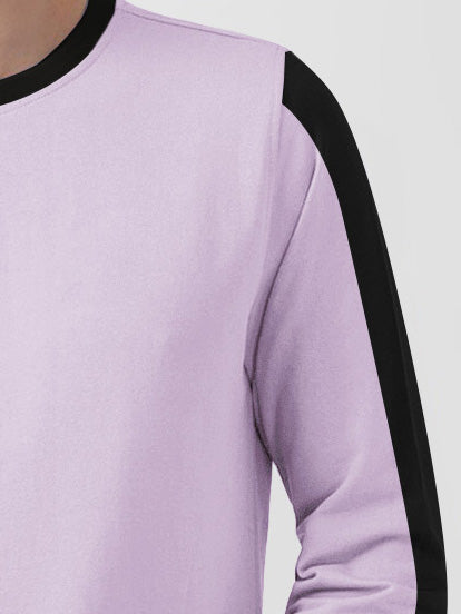 CHIRUCA Fleece Sweatshirt For Men-Light Purple with Panels-BR14622