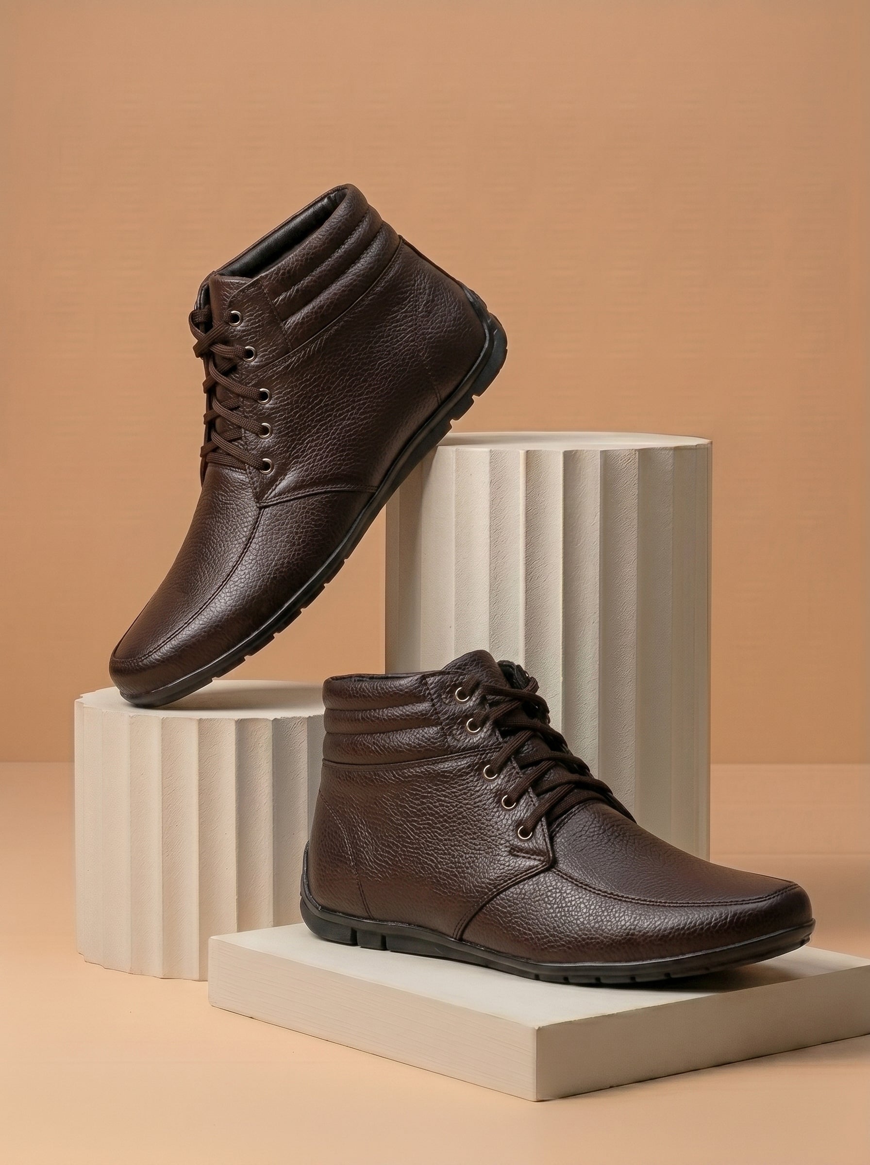 Devon PU Leather Long Shoes For Men-Brown-BE8115