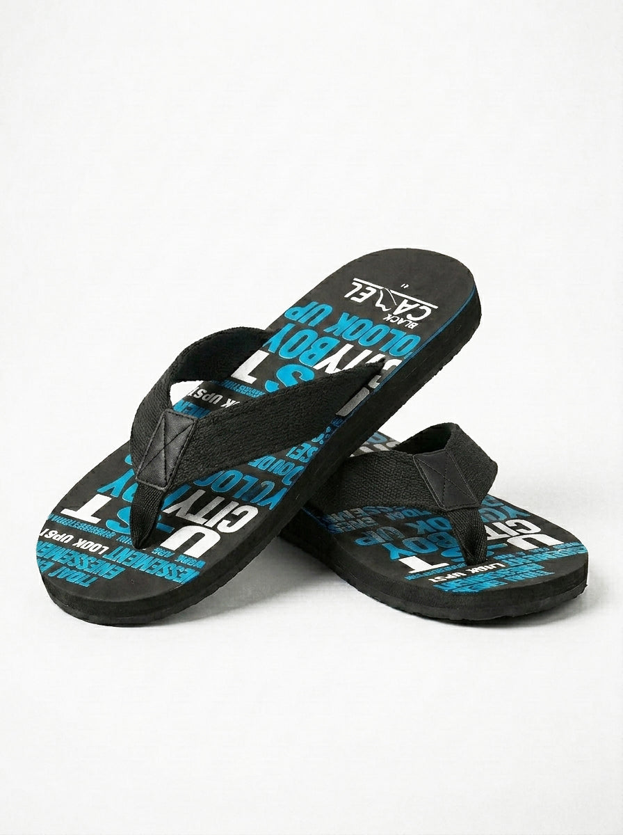 Comfortable Foam Flip-Flops Blue with Black Strap-BE6863