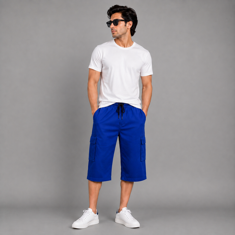 Men’s Royal Blue Cargo Shorts – Premium Casual Fit hs1