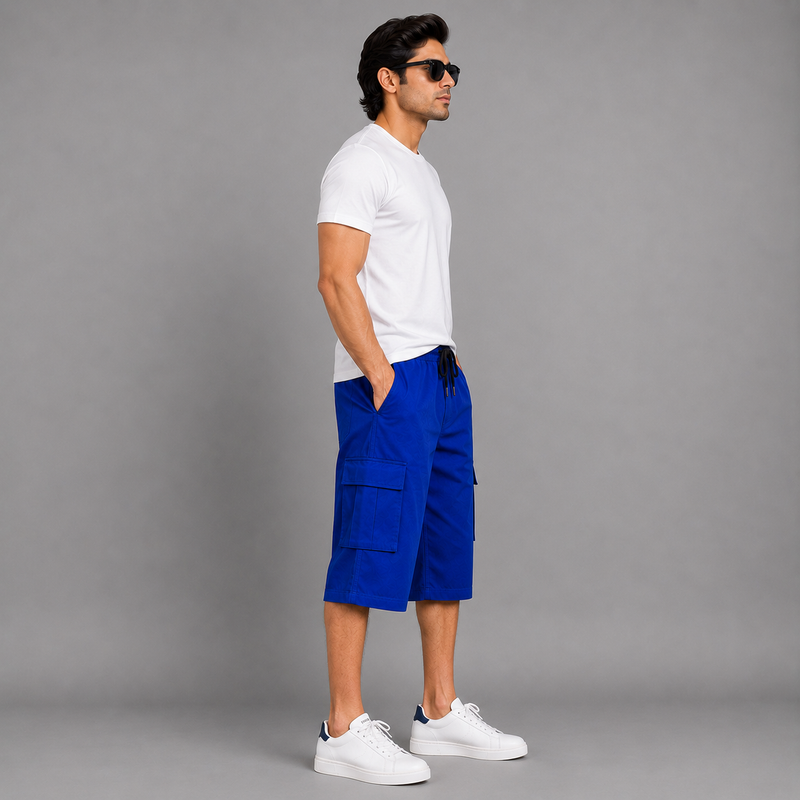 Men’s Royal Blue Cargo Shorts – Premium Casual Fit hs1