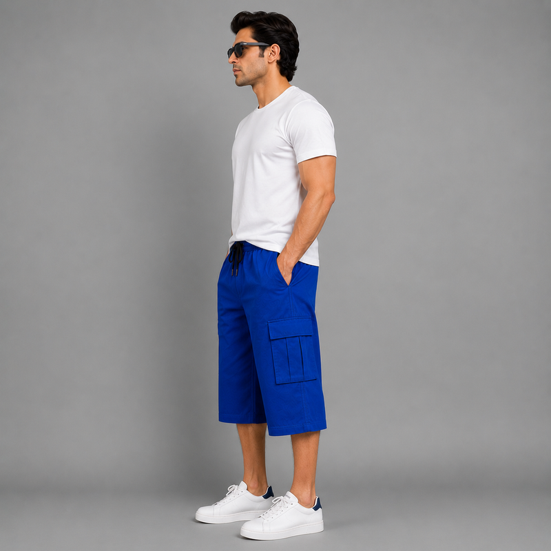 Men’s Royal Blue Cargo Shorts – Premium Casual Fit hs1