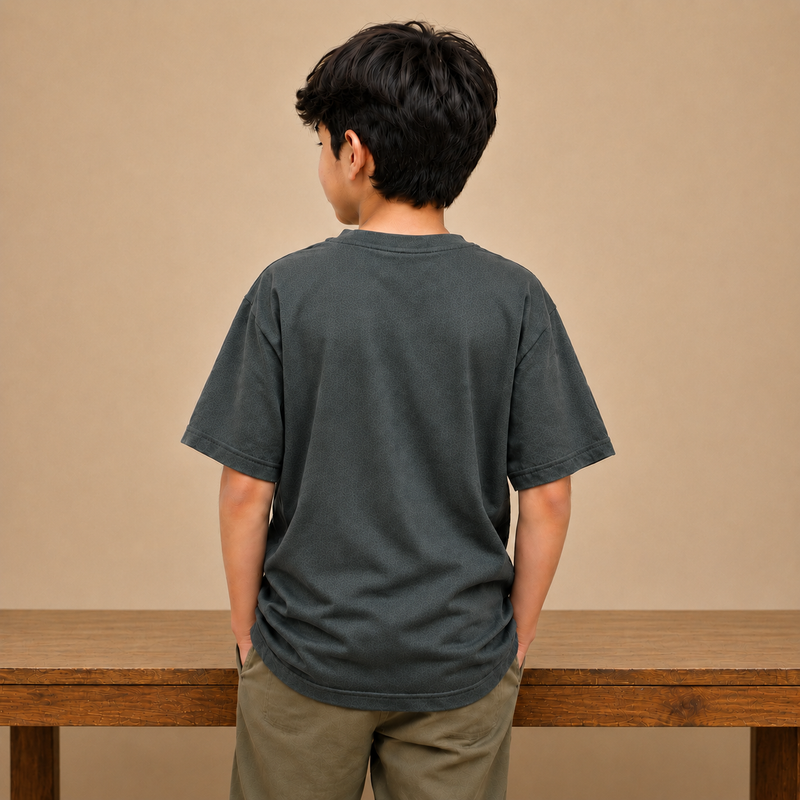 Kids Premium Down Shoulder Oversized T-Shirt – Charcoal hju7