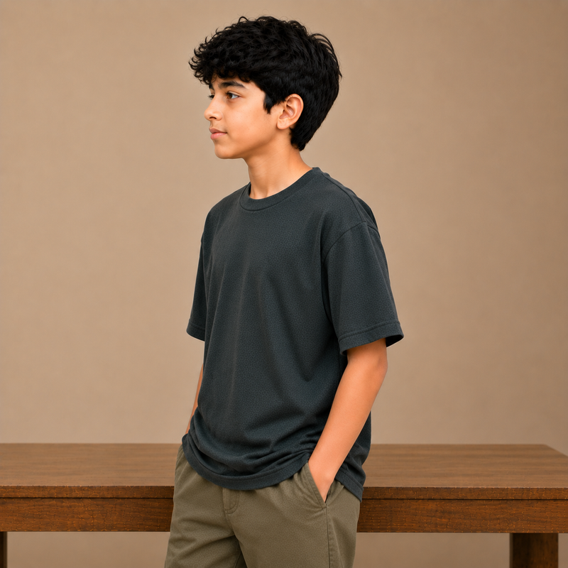 Kids Premium Down Shoulder Oversized T-Shirt – Charcoal hju7