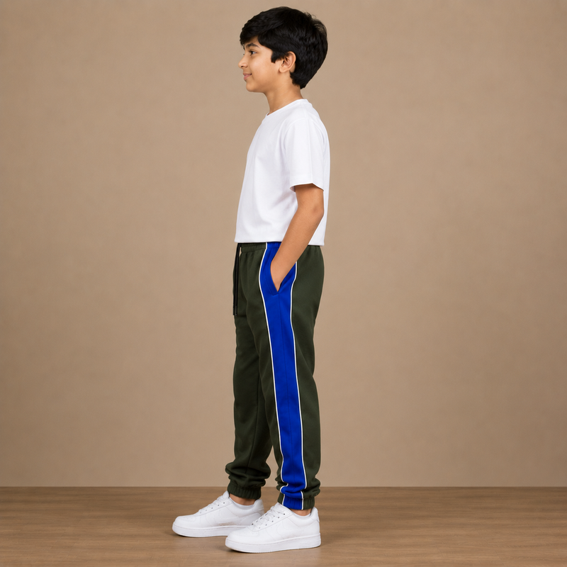 Kids Premium Track Pants – Dark Green & Royal Blue thg6