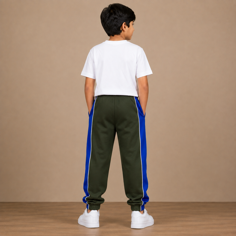 Kids Premium Track Pants – Dark Green & Royal Blue thg6