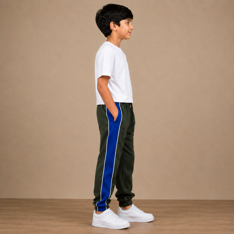 Kids Premium Track Pants – Dark Green & Royal Blue thg6