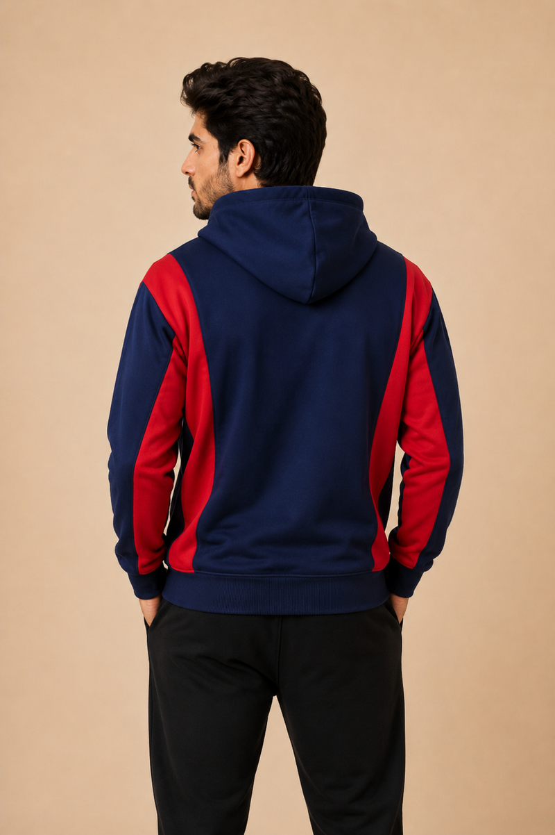 Stylish Winter Zipper down shoulder Jacket For Men-Dark navy With red panals hr02(Copy)