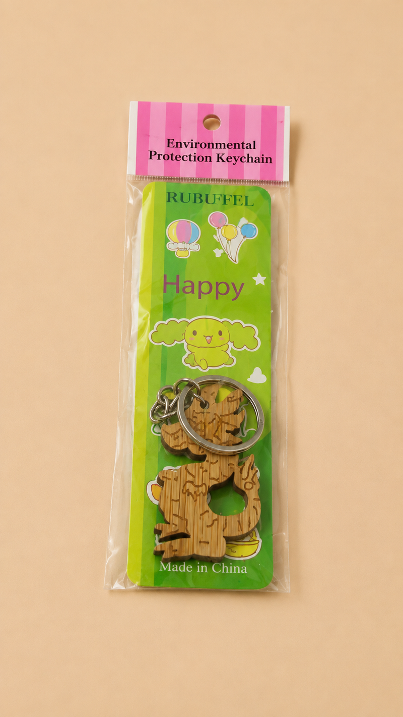 Title: Eco-Friendly Wooden Dragon Keychain – Stylish Car & Home Key Ring  .