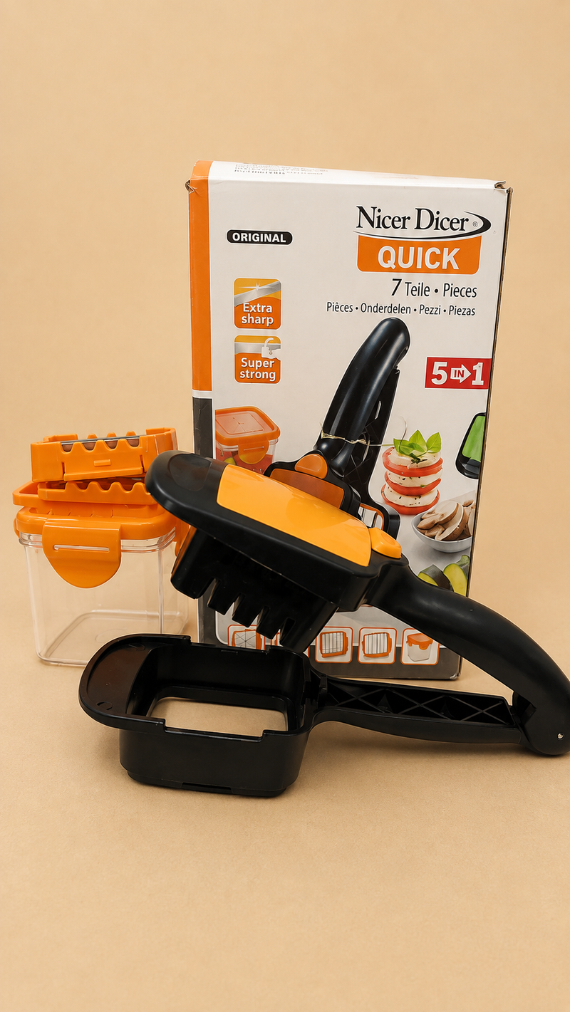 Nicer Dicer Quick 5-in-1 Vegetable Chopper & Slicer – 7 Piece Kitchen Set