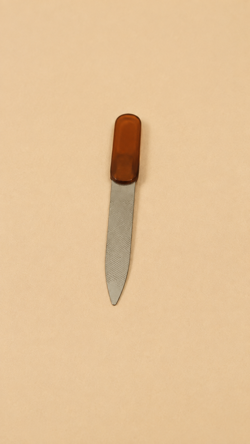 : Stainless Steel Nail File with Comfortable Handle – Manicure & Pedicure Tool
