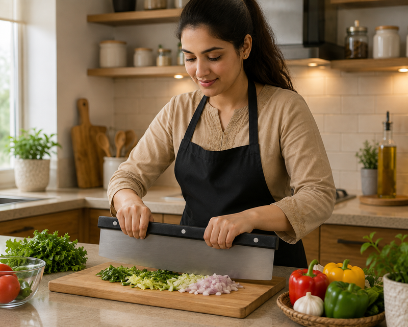 Stainless Steel Vegetable Chopper & Cutter with Dual Grip Handle