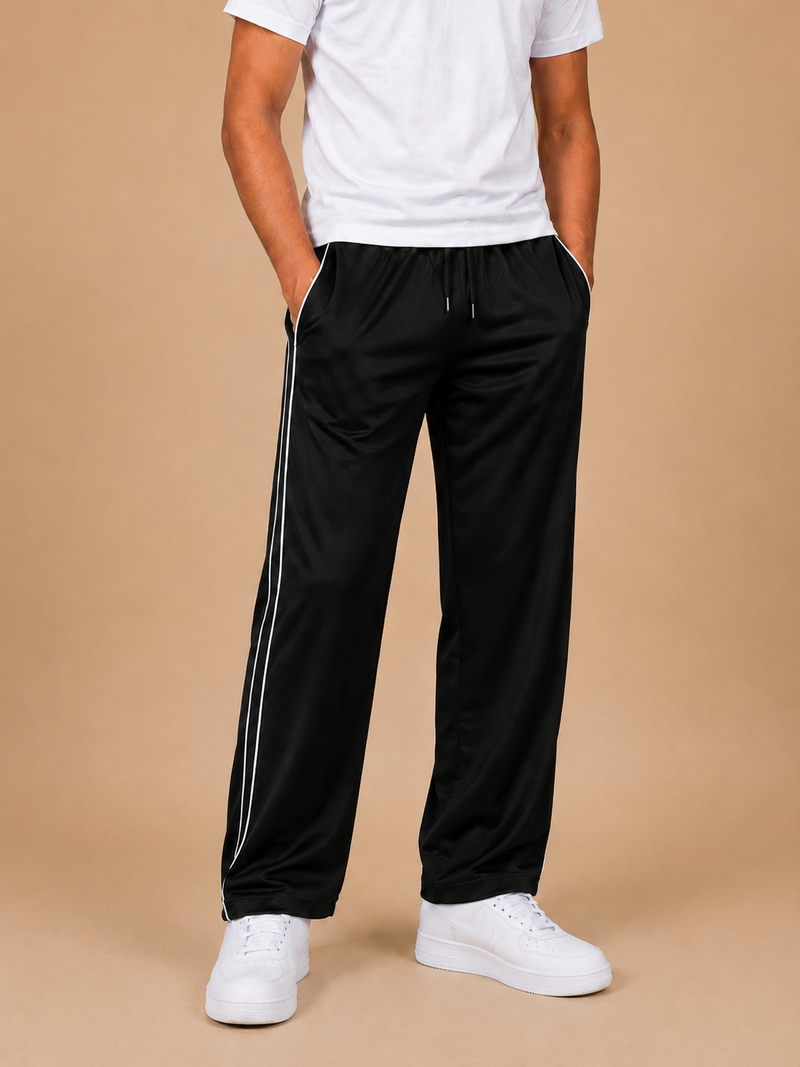 Stylish Regular Fit Micro Fleece Trouser For Men Black with white stripes tr1