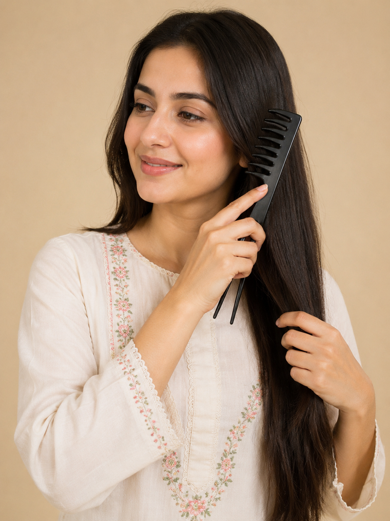 : Professional Wide Tooth Hair Styling Comb with Fork Handle